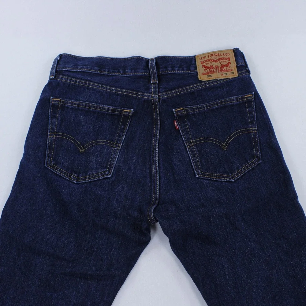 Levi's 505 Regular Fit Men's Jeans Size 32x30 Dark Wash Rinse Blue Denim